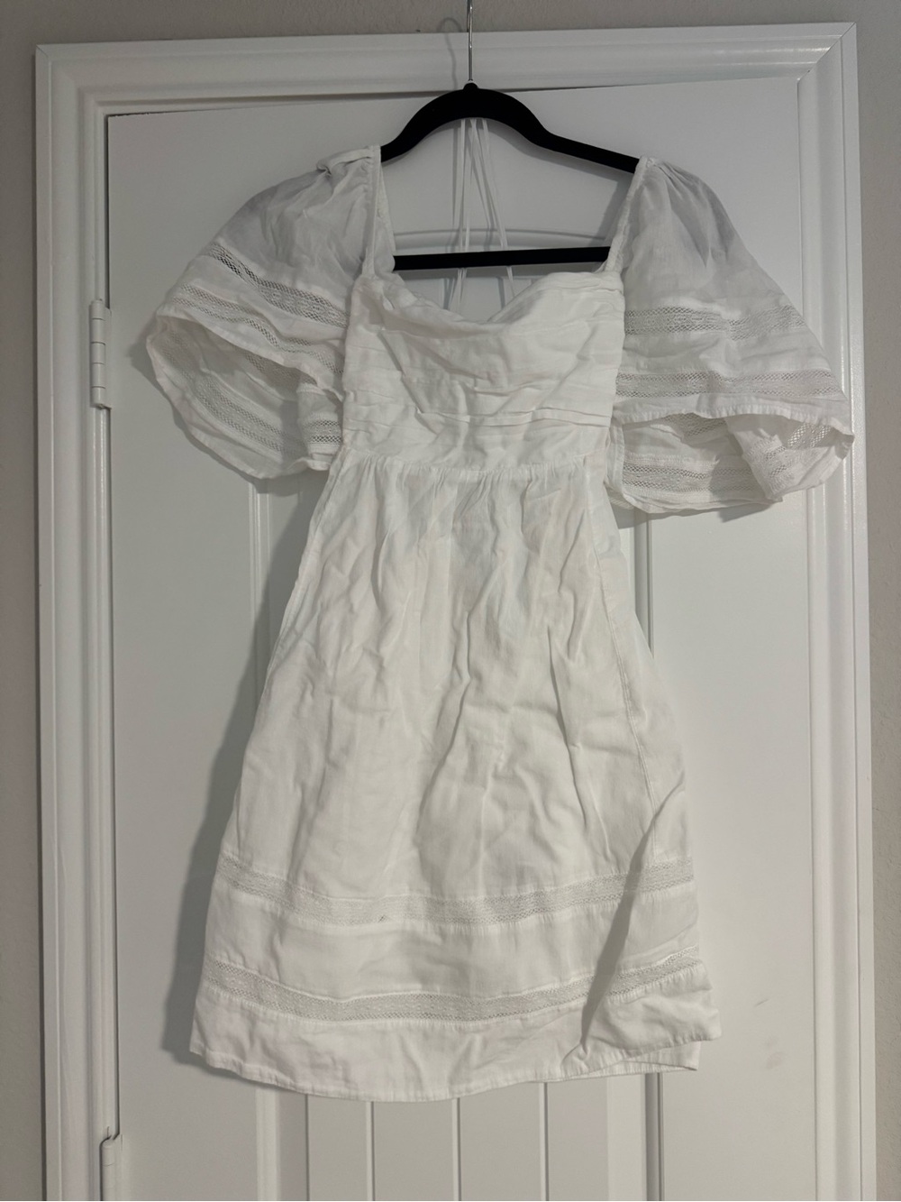 Abercrombie & Fitch White Puff-Sleeve Mini Dress
